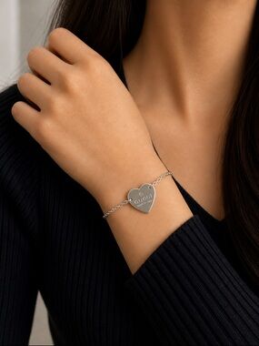 Silver Heart Logo Bracelet - Silver